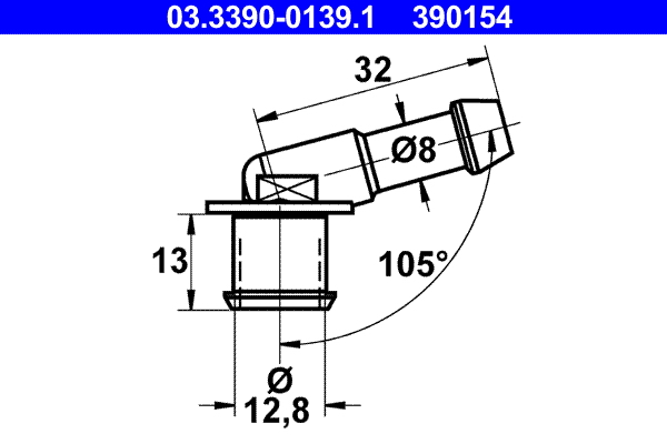 ATE 03.3390-0139.1 Anschlussstutzen, Schlauchleitung
