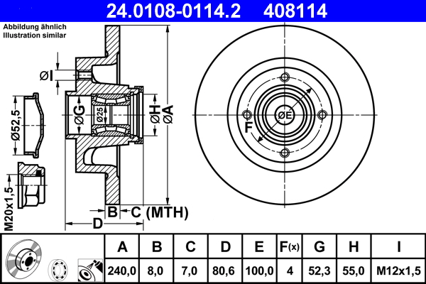ATE 24.0108-0114.2 Bremsscheibe