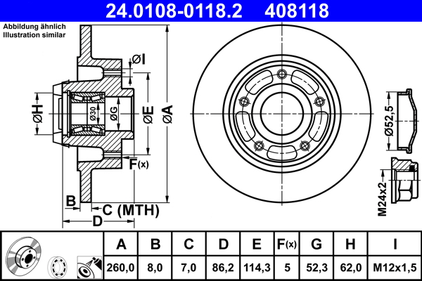 ATE 24.0108-0118.2 Bremsscheibe