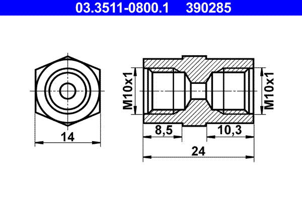 ATE 03.3511-0800.1 Adapter, Bremsleitung